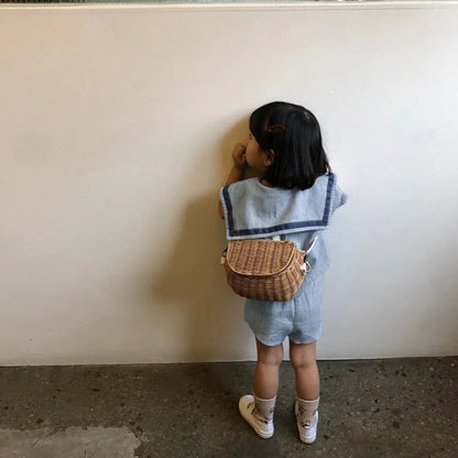 Conjuntos de ropa para niños y niñas, de muselina, con top y pantalones cortos, 2 piezas, traje de algodón español para bebé.