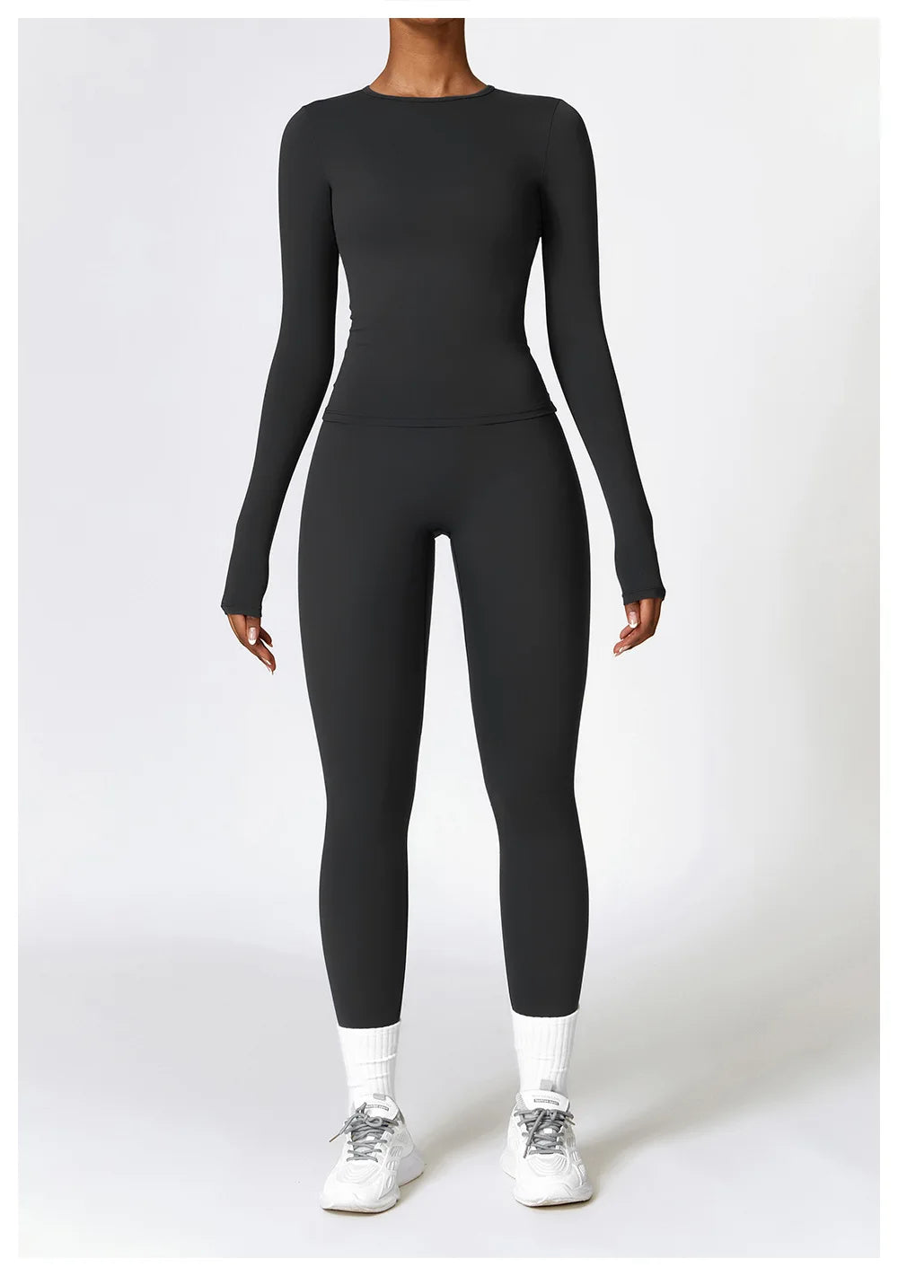 2PCS Seamless Yoga Set Women Workout Set Sportswear Gym Clothing Fitness Long Sleeve Crop Top High Waist Leggings Sports Suits