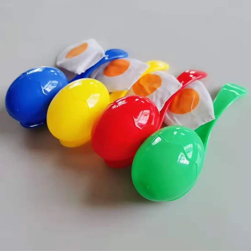 Juego de carreras de huevos y cucharas con yemas, juegos al aire libre para niños, deportes de campo, recuerdos de fiesta, juguetes interactivos entre padres e hijos.
