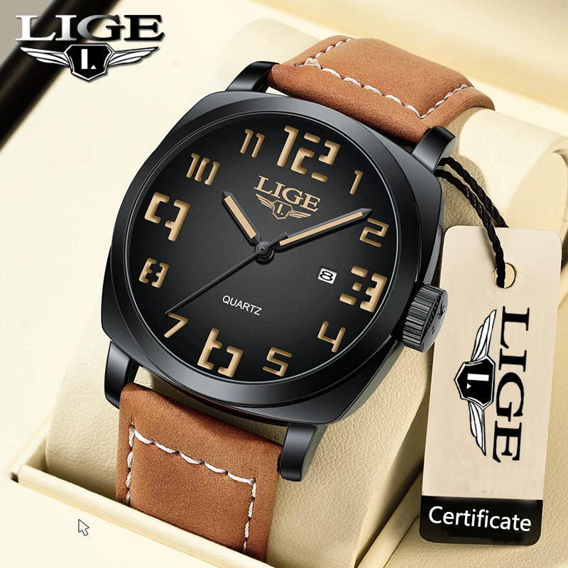 Reloj de hombre LIGE 2025, moda, negocios, casual, cuarzo, resistente al agua 30M, luminoso, fecha, lujo, relojes de pulsera, Reloj Hombre.