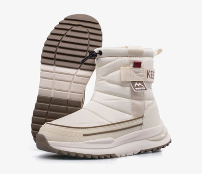 Botas de nieve de invierno para mujer, de terciopelo grueso, de viaje, cálidas, antideslizantes, de algodón, de tubo medio, informales y cómodas.