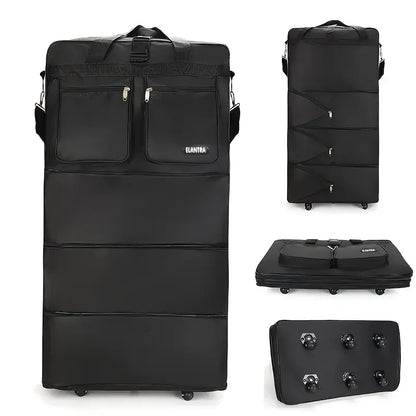 Maleta de viaje con 3 capas expandibles y gran capacidad con ruedas | Portátil para estudiar en el extranjero | Equipaje práctico y plegable