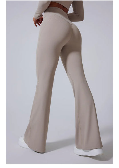 Conjunto de yoga para mujer: pantalones acampanados, ropa deportiva para gimnasio, top push-up de manga larga, estilo deportivo y sexy.