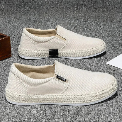 Zapatos de lona para hombre de Beijing, zapatillas informales transpirables sin cordones con punta redonda y suela de goma, calzado de ocio sin cuero para primavera y verano