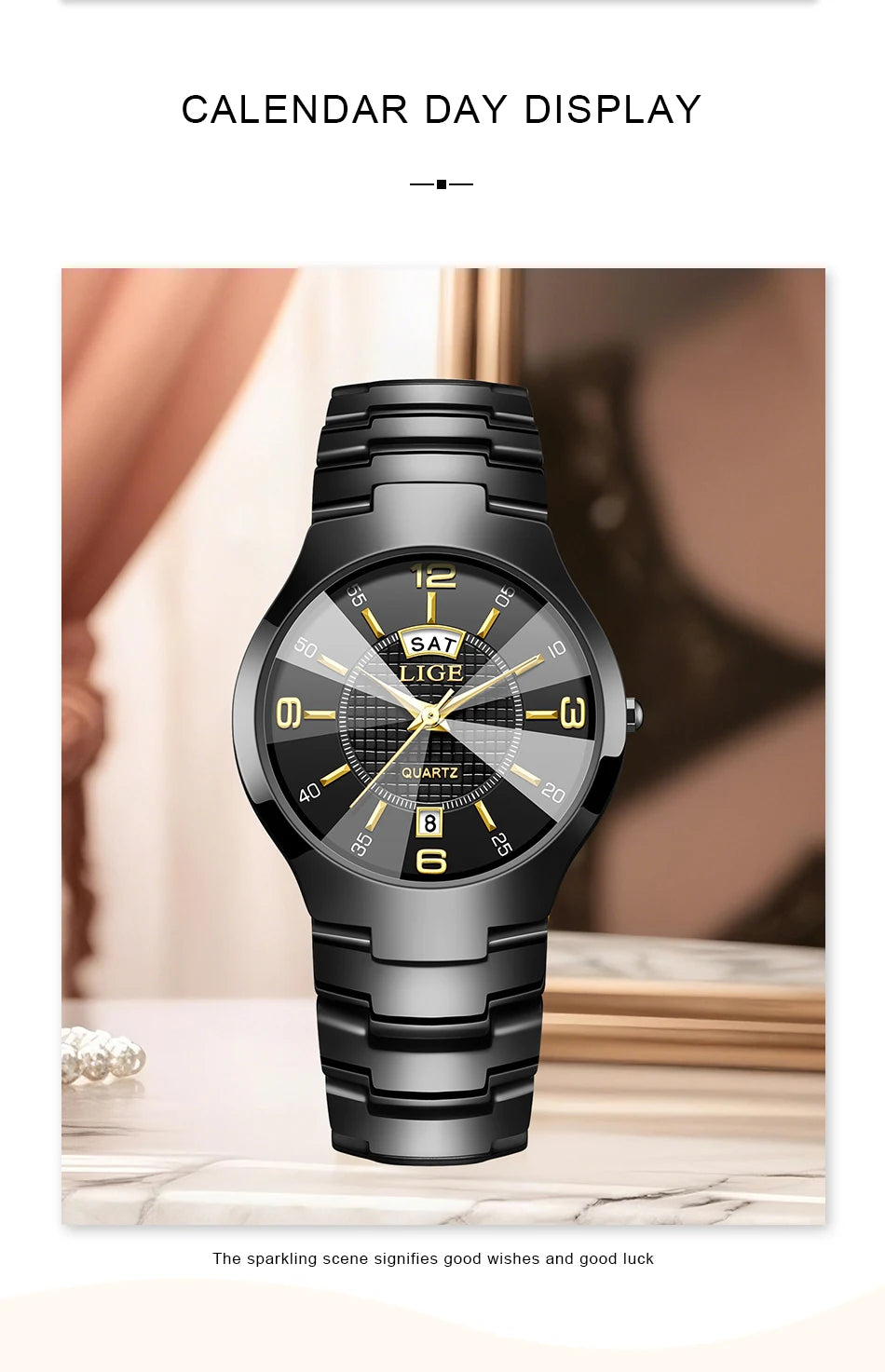 Reloj de cuarzo de cerámica de moda LIGE para mujer, reloj deportivo informal con fecha semanal, reloj creativo de acero resistente al agua para mujer