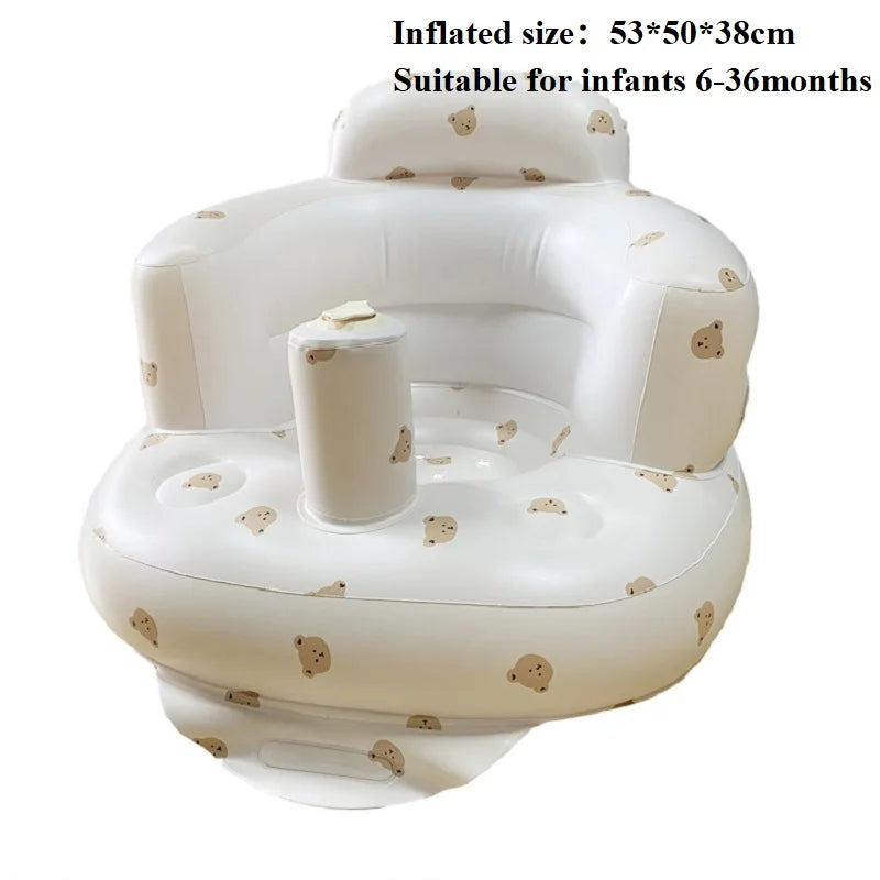 Asiento inflable para bebé con bomba de aire incorporada, silla de apoyo para la espalda para bebés de 0 a 3 años, silla de ducha portátil, asiento de suelo