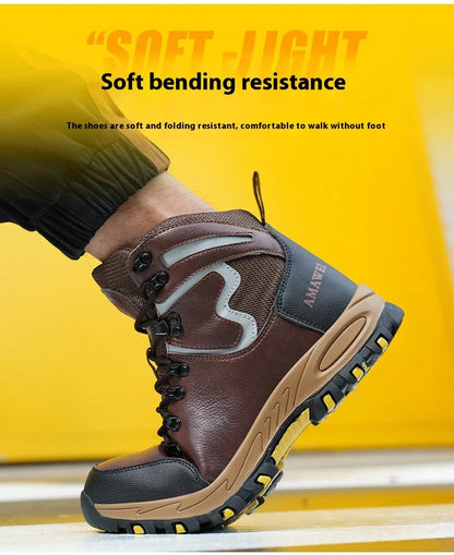 Zapatos de seguridad de caña alta para hombre, zapatos de trabajo con puntera de acero, botas de seguridad para hombre y mujer, botas de trabajo antideslizantes, impermeables e indestructibles.