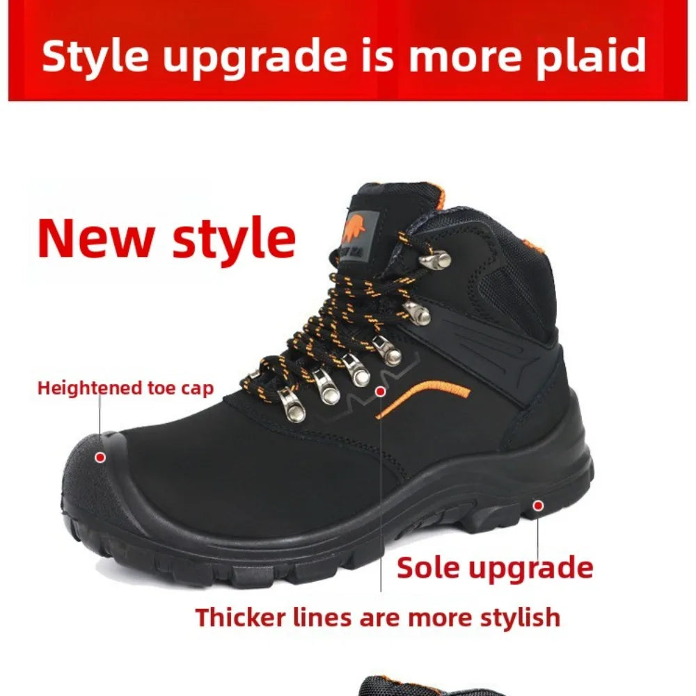 Zapatos de trabajo de cuero antiestáticos, de protección laboral, antiaplastamiento, antipinchazos, antideslizantes, antipolvo y resistentes al desgaste para hombre.