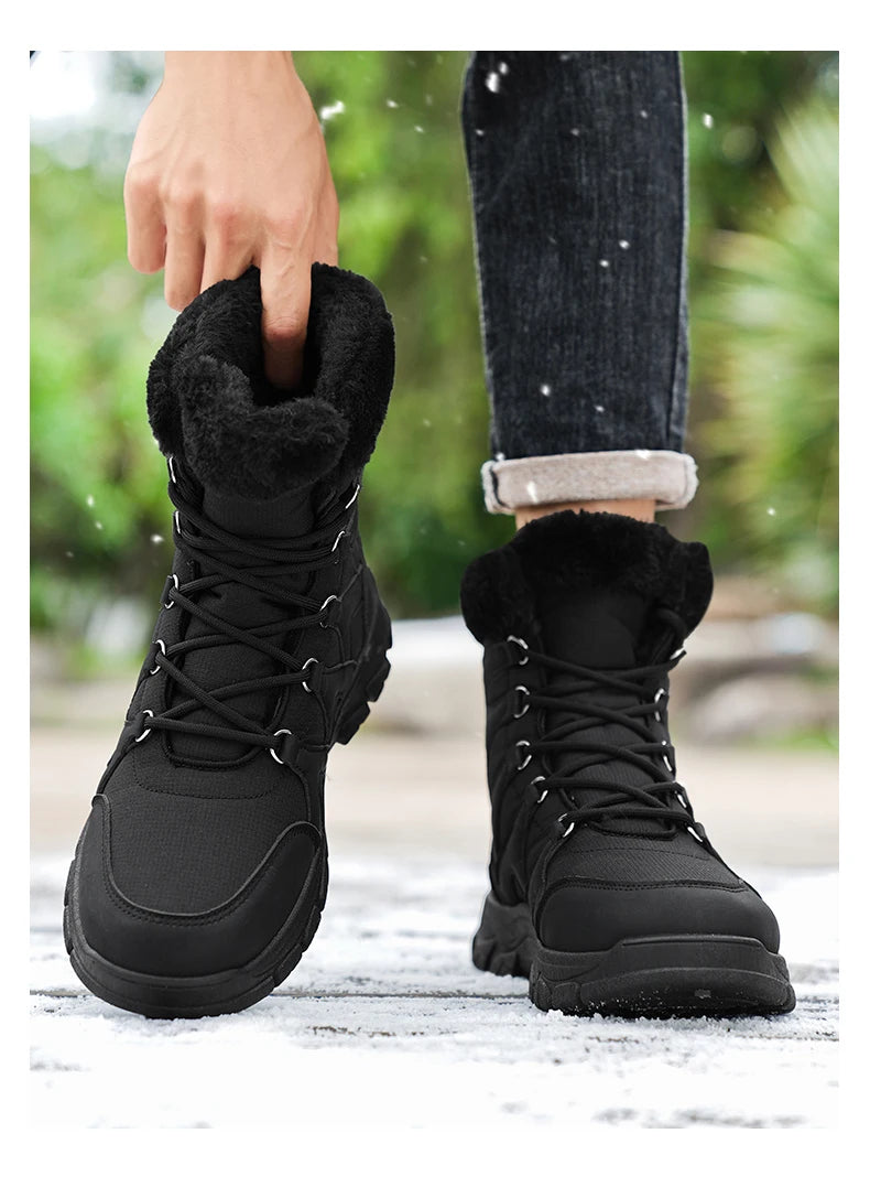 Nuevas botas de invierno para hombre, cálidas y afelpadas, hasta media pantorrilla, para exteriores, antideslizantes, impermeables, para nieve, zapatos de algodón a la moda para hombre.