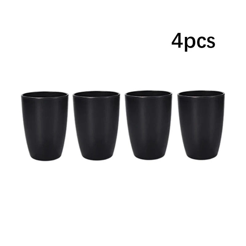 Juego de cubiertos de plástico de 24 piezas, platos, tazas, platos de cena negros, juego de regalo para acampar al aire libre