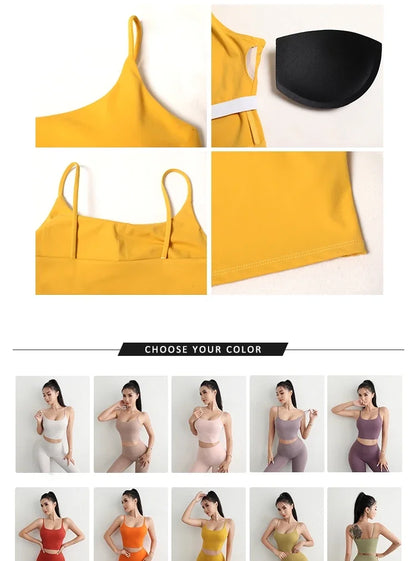 Women Yoga Suit Adjustable Sling Strap Sports Bra U Cut Scrunch Butt Workout Leggings Butt Lifting Excluding pants
