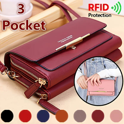 Nueva billetera para mujer, bolso de hombro multifuncional de estilo coreano, bolso de mano de longitud media y monedero con cremallera.