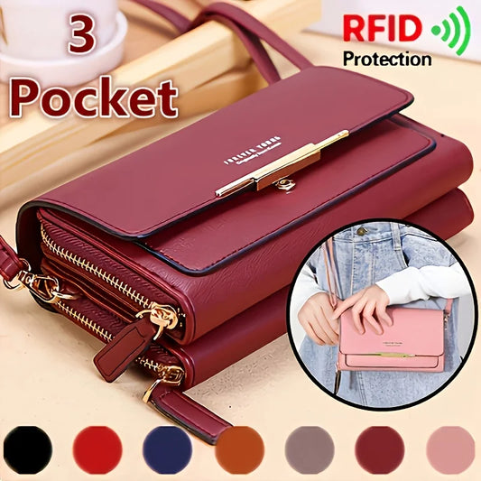 Nueva billetera para mujer, bolso de hombro multifuncional de estilo coreano, bolso de mano de longitud media y monedero con cremallera.