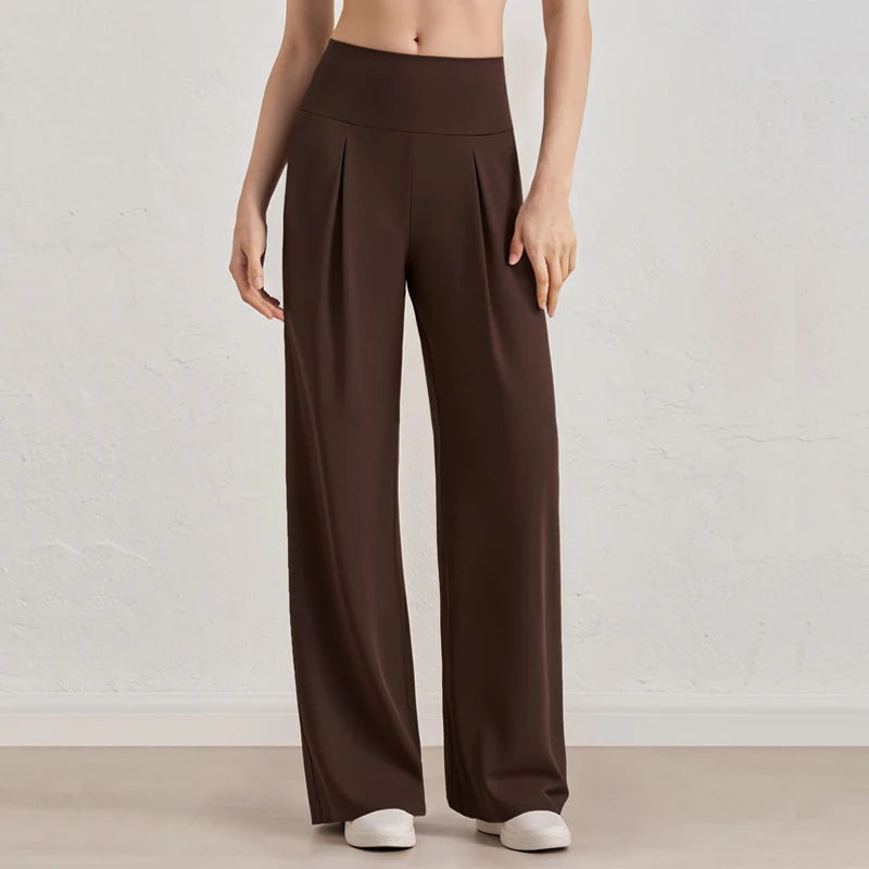 Pantalones de pierna ancha para mujer VITALINOVO, sin bolsillos, cintura alta, elásticos, holgados, tipo chándal, sensación de desnudez, informales, para estar en casa, yoga o entrenamiento, estilo palazzo.