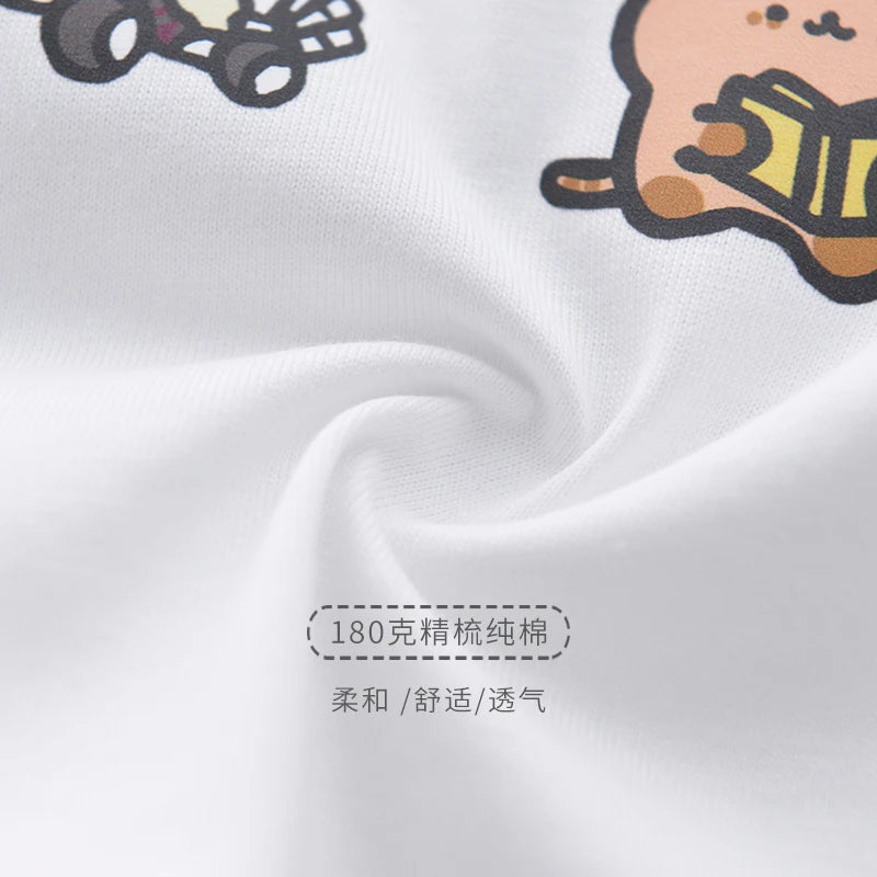 Ropa para niños 2025, artículo nuevo, camisa de manga corta con estampado de animales pequeños y algodón puro