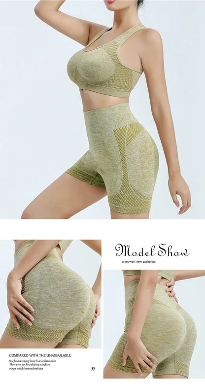 Conjunto de yoga, pantalones cortos de gimnasio, sujetadores deportivos para mujer, tops de entrenamiento para mujer, ropa de yoga, leggings de fitness, conjunto de gimnasio, conjuntos de yoga sin costuras