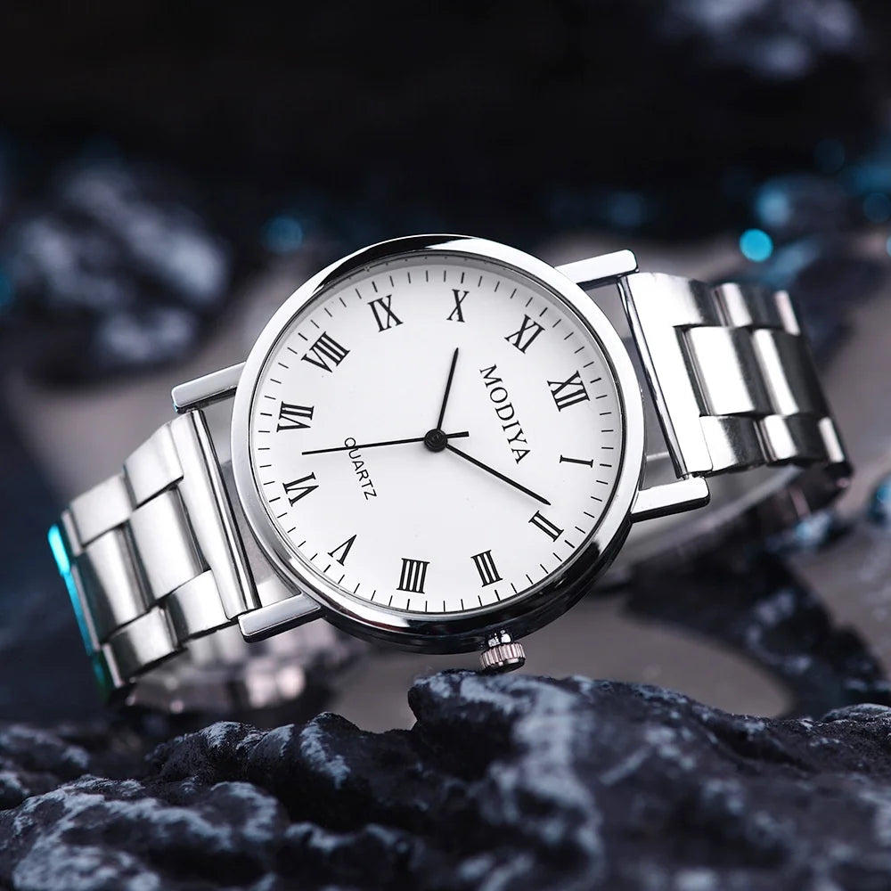 Relojes de moda para hombre, reloj deportivo informal de cuarzo con correa de acero para hombre, reloj Masculino