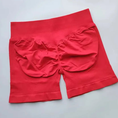 Pantalones cortos deportivos de impacto para mujer, cintura baja acanalada, sin costuras, ajustados, para entrenamiento, gimnasio, pantalones cortos elásticos para correr con cintura alta
