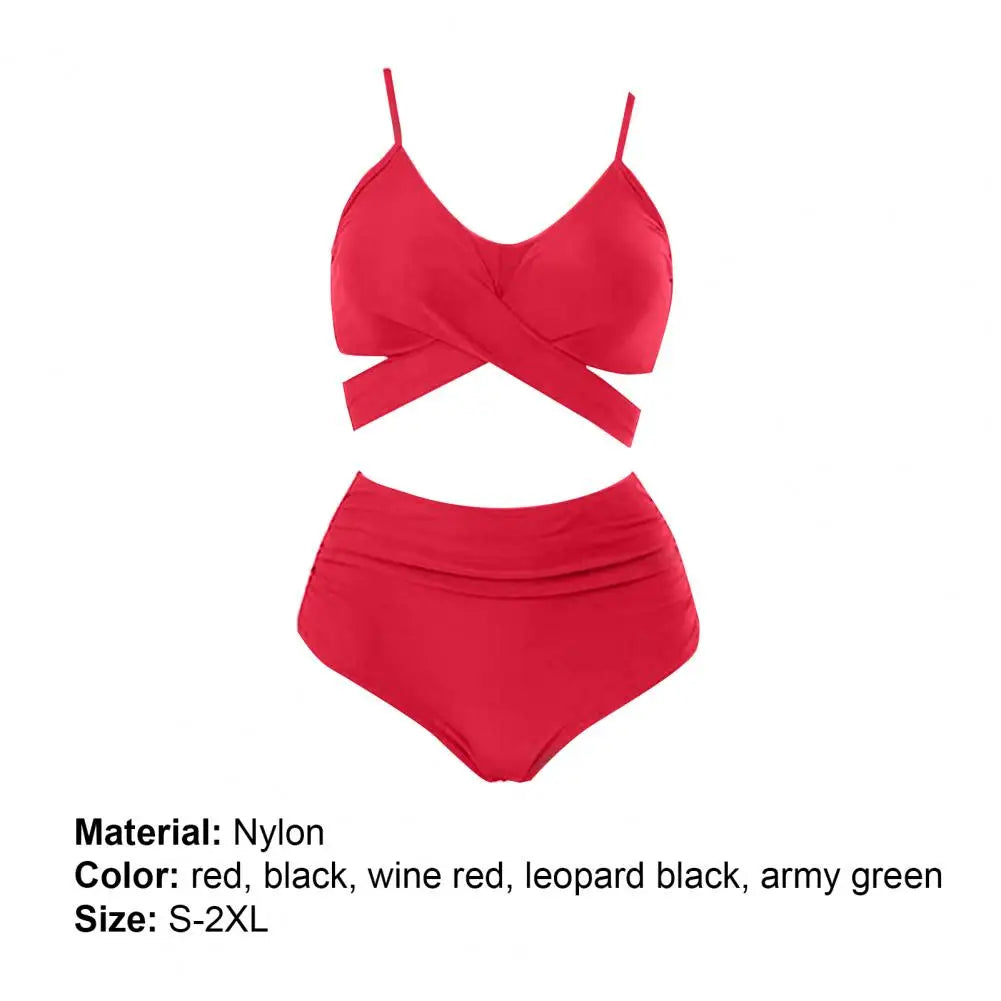 Summer Swimsuit  Stylish Cross Bandage Bra Panties Bikini Set  Breathable Bikini Set