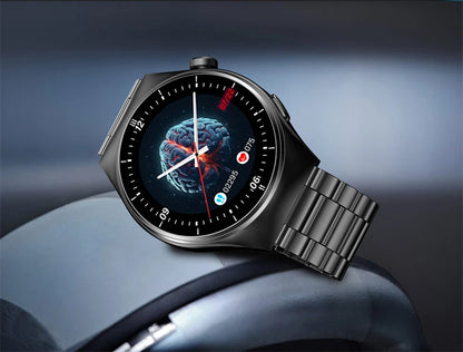 LIGE - Reloj inteligente para hombre de 1,46 pulgadas con terapia láser, control de lípidos, ácido úrico, VFC, llamadas, temperatura, deportivo y bienestar