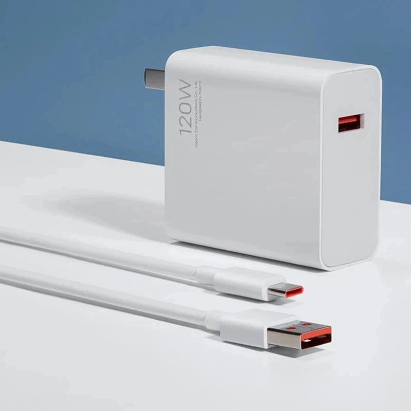 Cargador rápido original de la UE de 120 W para Xiaomi 10, Redmi K30 Pro/10X Pro, Poco F4 GT con cable tipo C.