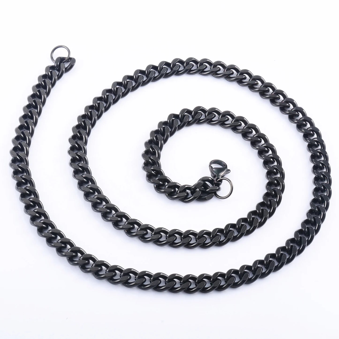 Gargantilla punk básica de color negro, cadena de eslabones cubanos de acero inoxidable, collar de eslabones de metal sólido, joyería para hombres y mujeres, regalo