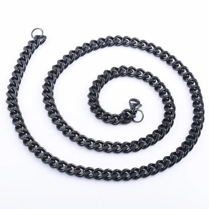 Gargantilla punk básica de color negro, cadena de eslabones cubanos de acero inoxidable, collar de eslabones de metal sólido, joyería para hombres y mujeres, regalo