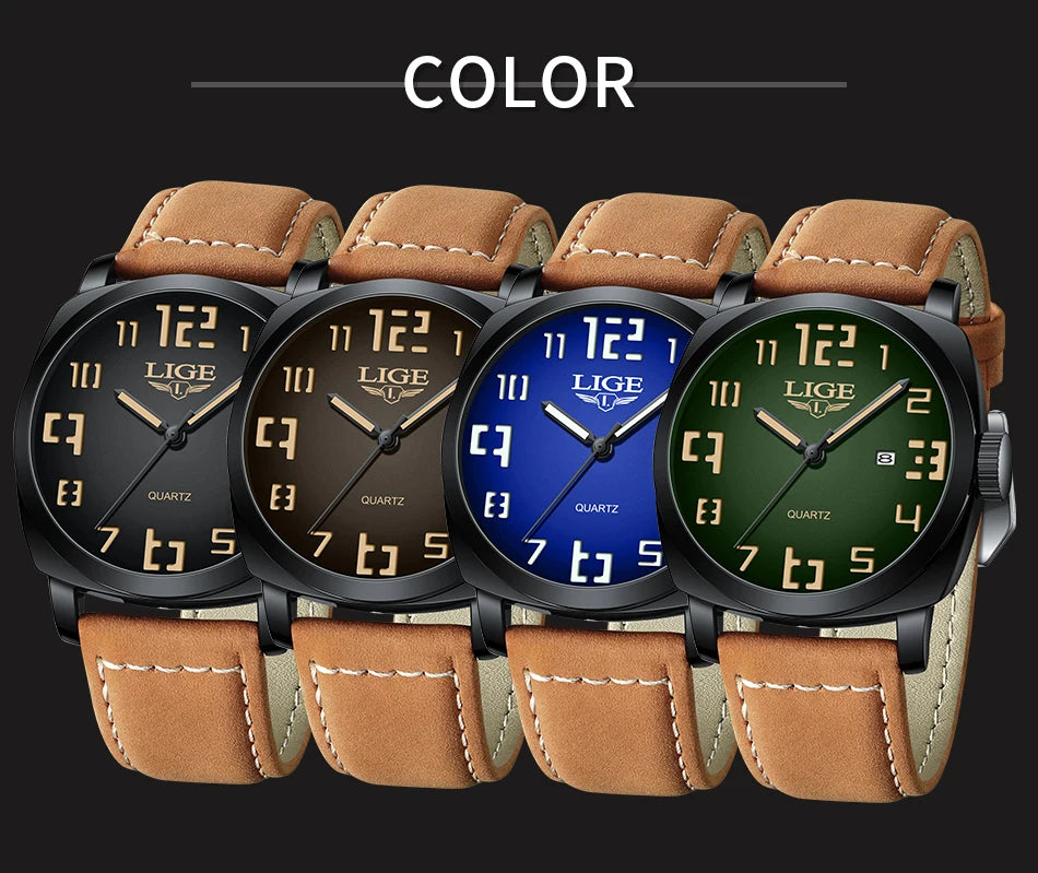 Reloj de hombre LIGE 2025, moda, negocios, casual, cuarzo, resistente al agua 30M, luminoso, fecha, lujo, relojes de pulsera, Reloj Hombre.