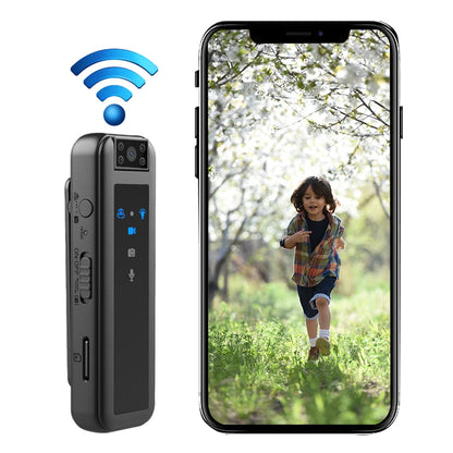 Mini cámara corporal portátil HD1080P, pequeña grabadora policial con visión nocturna infrarroja y clip trasero.