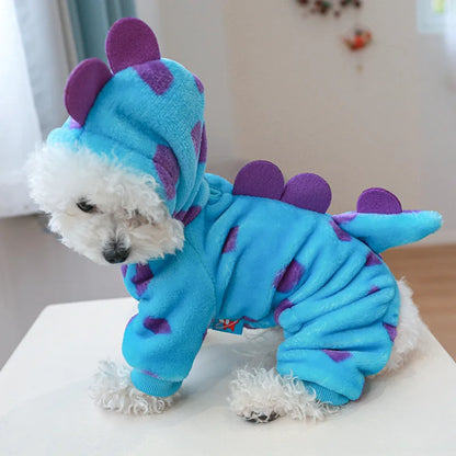 Ropa de forro polar súper suave para mascotas, para otoño e invierno, cálida y de felpa, para perros de cuatro patas, con diseño de dinosaurio, unicornio y gato.