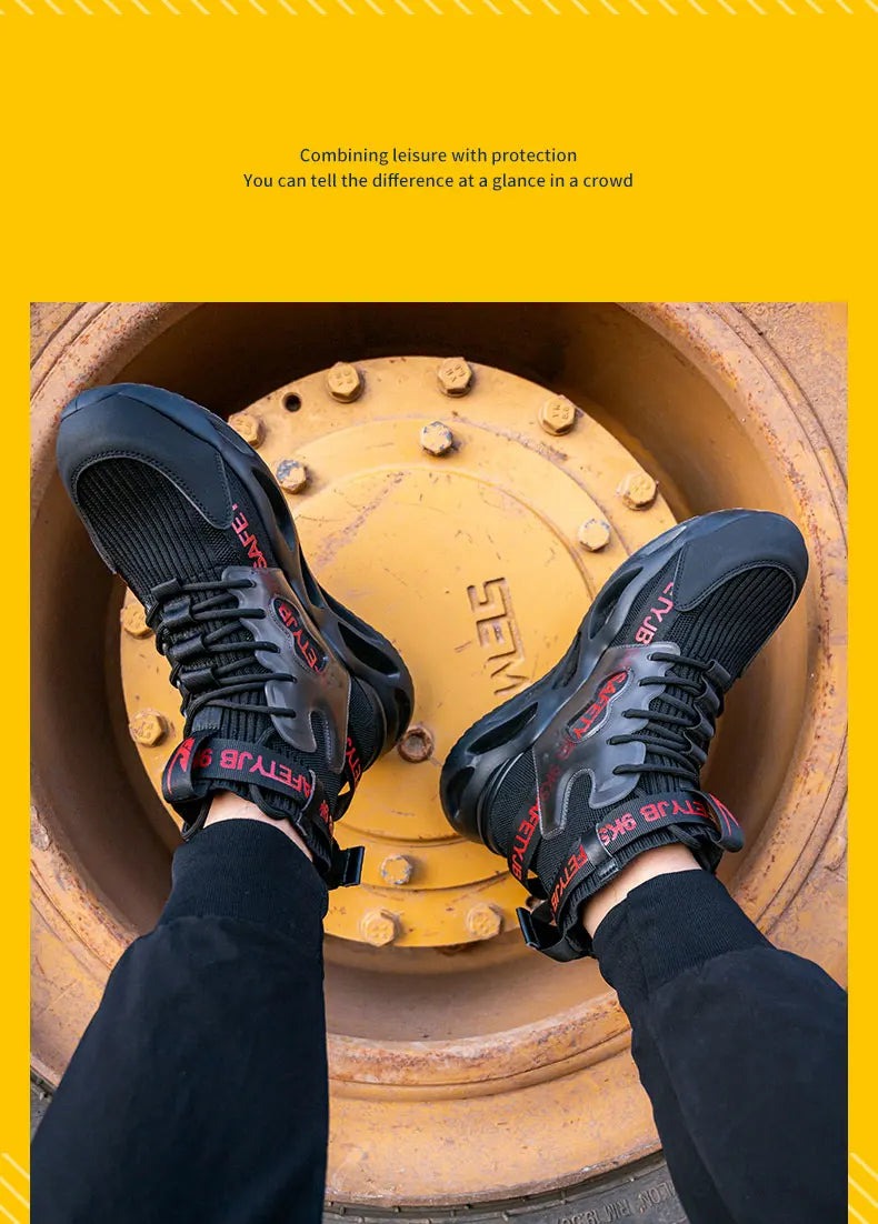 Zapatos de seguridad con puntera de acero para hombre y mujer, botas de trabajo ligeras, transpirables y cómodas, zapatillas de seguridad para la construcción industrial, botas para hombre.