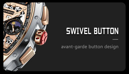 Reloj de moda marca Foxbox para hombre, de lujo, deportivo, de silicona, de cuarzo, resistente al agua, cronógrafo, de pulsera