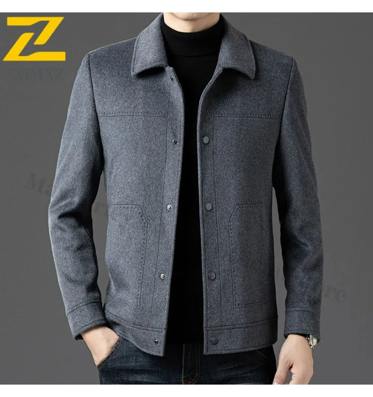 2025 Winter Wool Jacket Male New High Fashion Business Casual Thickening Coat Classic Business Style Windproof Warm TrenchCoat