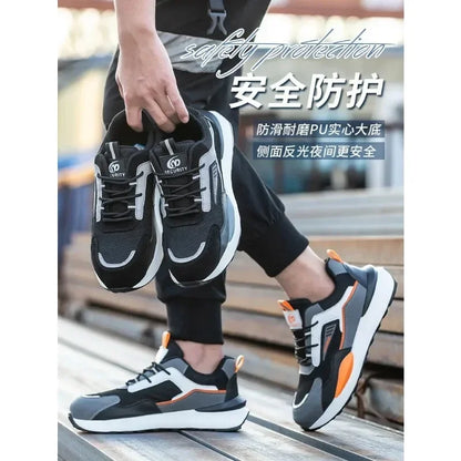 Zapatos de trabajo para hombre nuevos, con punta de acero, antigolpes y antipuñalamientos, transpirables y antideslizantes.