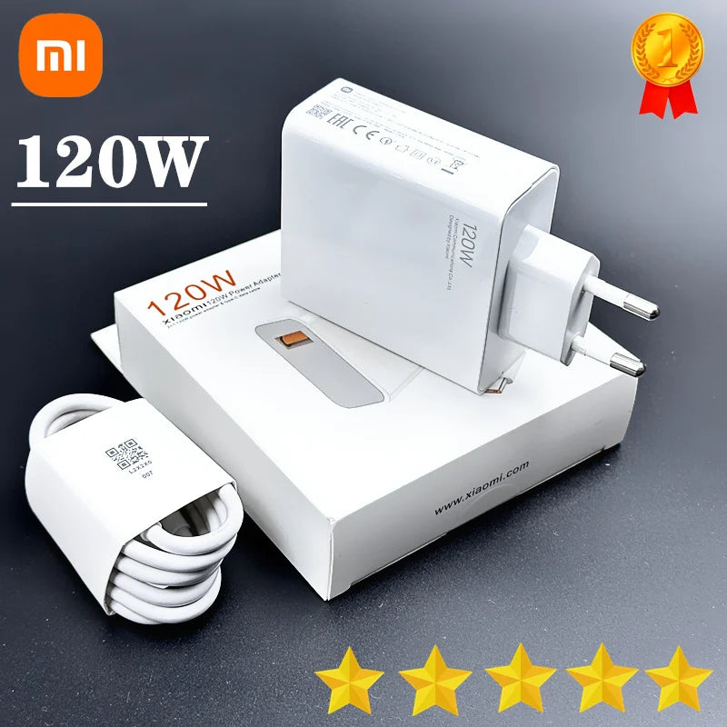 Cargador turbo original Xiaomi de 120 W, carga rápida tipo C, 6 A, adaptador de corriente, cable USB para Mi 13 Ultra, 12T Pro, 11T, RedMi Note 13