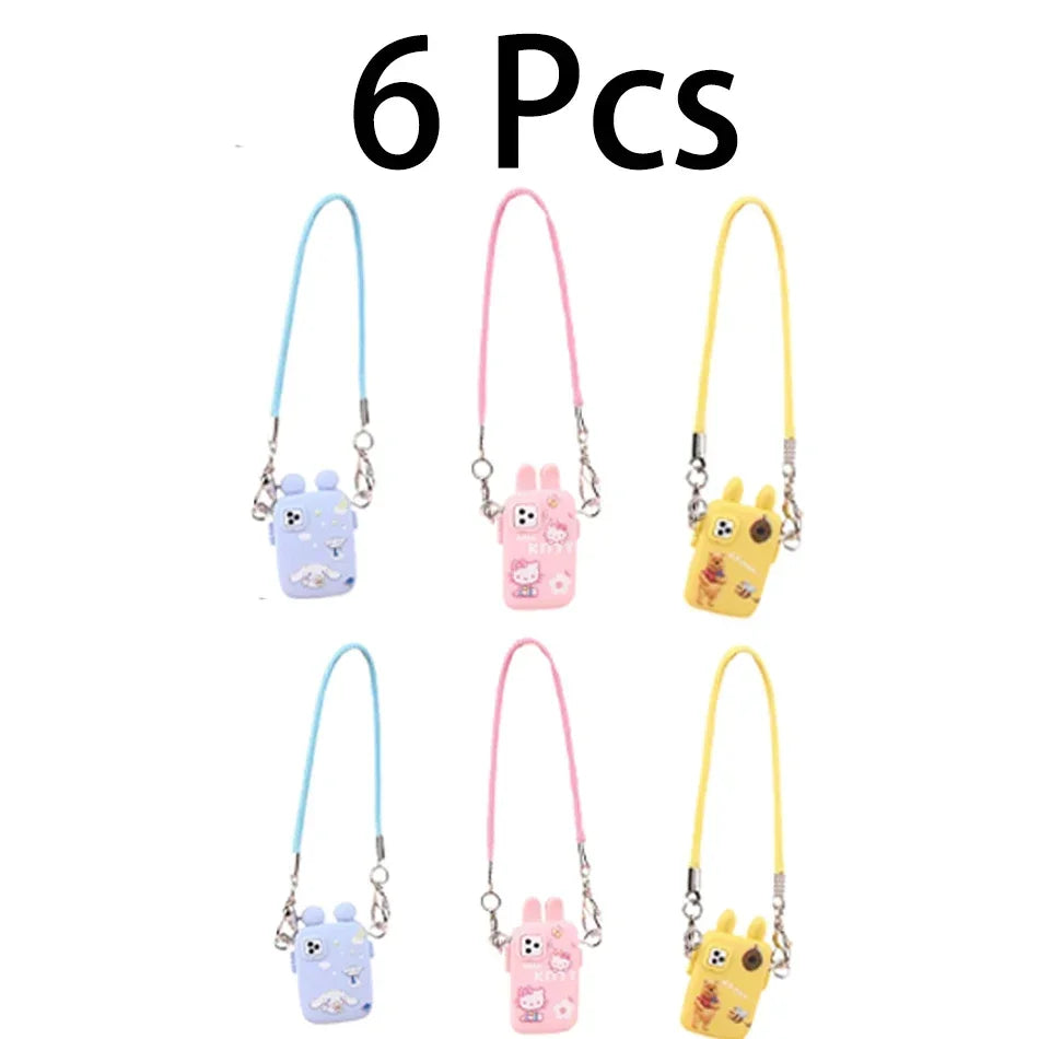 Accesorios para Labubu Accesorios para Crybaby Bolso para cámara de teléfono estilo dibujos animados Accesorios para muñecos de peluche Colgante Abanico Regalo de cumpleaños