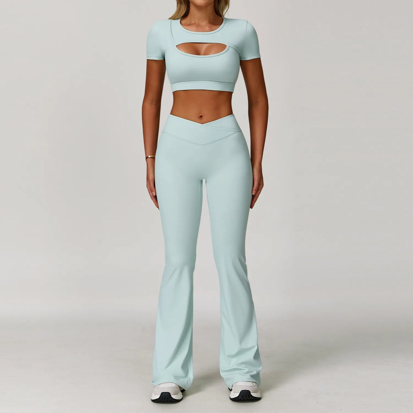 Ctenkevet - Conjunto de 2 piezas de falda corta deportiva para mujer, camiseta push up de secado rápido, conjunto deportivo de dos piezas para yoga