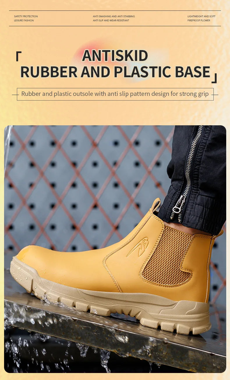 Botas de seguridad de caña alta para hombre, zapatos de seguridad impermeables con punta de acero, zapatos de soldador para construcción, zapatos de trabajo protectores, talla 47 48