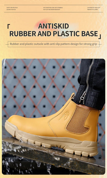 Botas de seguridad de caña alta para hombre, zapatos de seguridad impermeables con punta de acero, zapatos de soldador para construcción, zapatos de trabajo protectores, talla 47 48