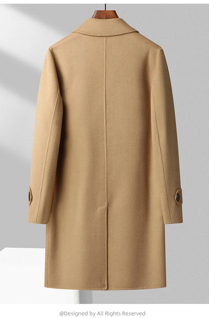 Abrigos largos de lana para hombre, colección otoño-invierno 2025, estilo business casual, color liso, abrigo exterior 100% lana, chaqueta cortavientos