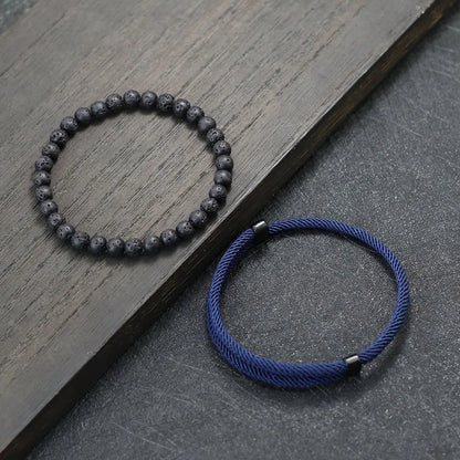 Conjunto de 2 pulseras de moda para hombre, brazalete deslizante ajustable con hilo rojo de la suerte, accesorios para hombre, regalos para él, brazalete para hombre, joyería para hombre