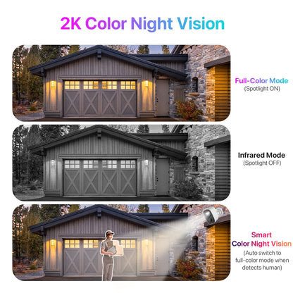 Cámaras de seguridad solares Vstarcam 2K inalámbricas para exteriores con batería, alarma de movimiento PIR, almacenamiento en la nube y audio bidireccional.