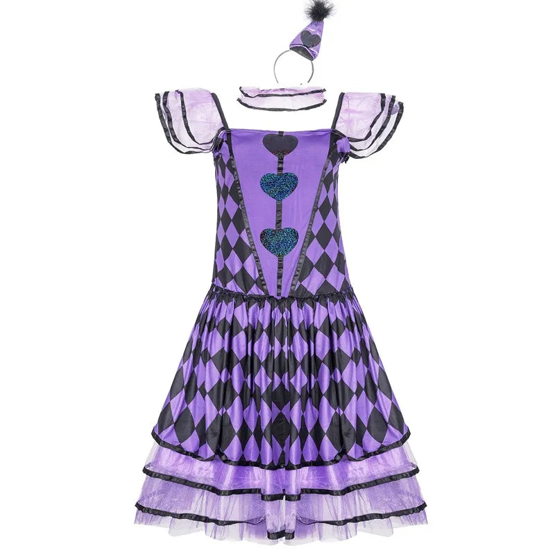 Halloween Carnival Performance Funny Naughty Purple Clown Costume Circus Horror Ghost Role Play Costume