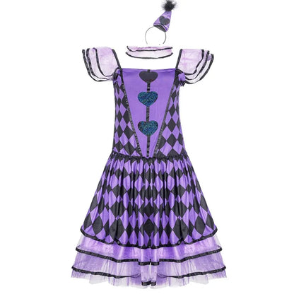 Halloween Carnival Performance Funny Naughty Purple Clown Costume Circus Horror Ghost Role Play Costume