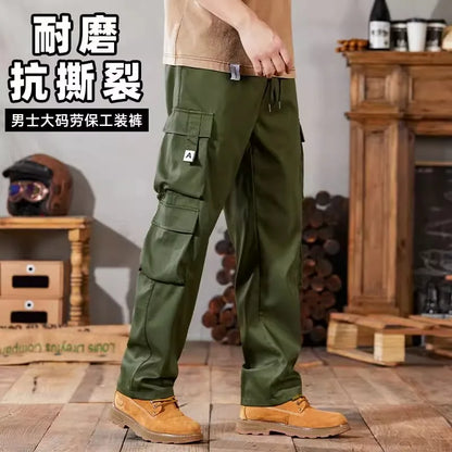Pantalones de trabajo para hombre de talla grande, modelo 2024, conjunto casual resistente y duradero para la construcción, ideales para el verano. Con puños ajustables.
