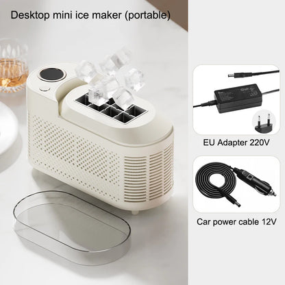 Máquina de hielo portátil pequeña de 110 V/220 V para el hogar, dormitorio, oficina, camping, 12 V, para coche, máquina automática para hacer cubitos de hielo.