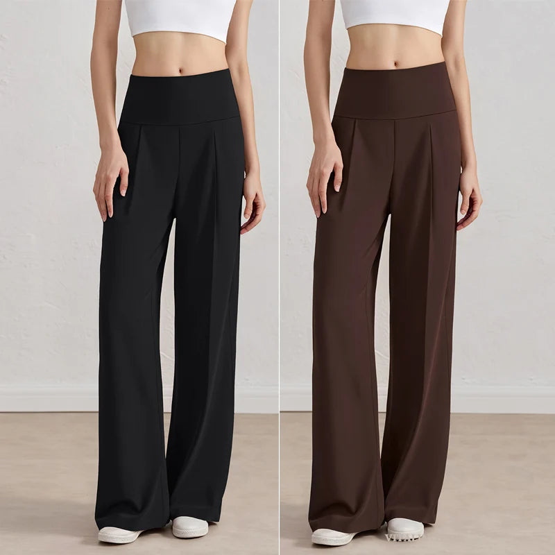 Pantalones de pierna ancha para mujer VITALINOVO, sin bolsillos, cintura alta, elásticos, holgados, tipo chándal, sensación de desnudez, informales, para estar en casa, yoga o entrenamiento, estilo palazzo.