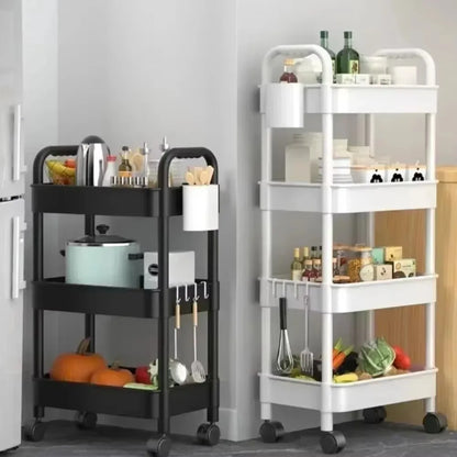 Estante de almacenamiento multicapa para el hogar, con ruedas, para cocina, dormitorio y baño.