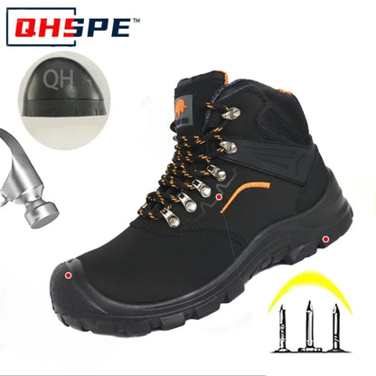 Zapatos de trabajo de cuero antiestáticos, de protección laboral, antiaplastamiento, antipinchazos, antideslizantes, antipolvo y resistentes al desgaste para hombre.