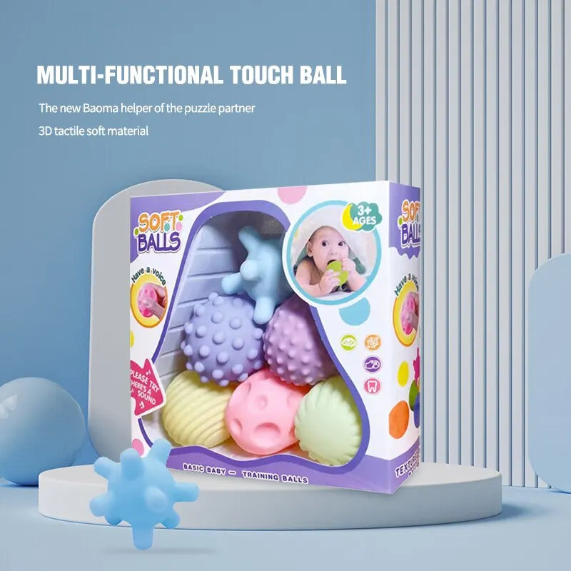 6 pelotas sensoriales para bebés, juguetes con textura para tocar la mano, pelota de masaje suave, sonajero para bebés, juguetes sensoriales.